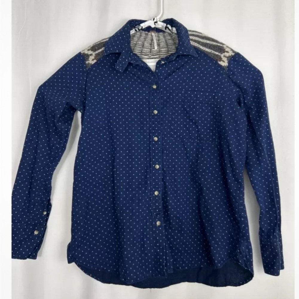 FLASH SAlE- Free People Boho Oversized Mixed Wool Knit Back Shirt - Small - EUC